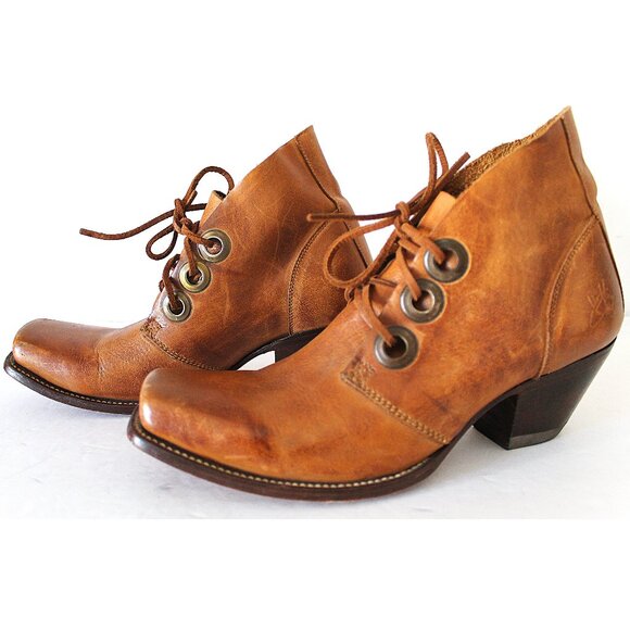 John Fluevog I Believe High Simon Leather Heel / W11 / M9 / Brown Lace-Up Unisex - Picture 5 of 14